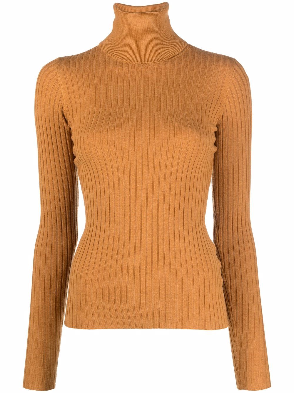 Ribbed-knit roll-neck jumper - Orange