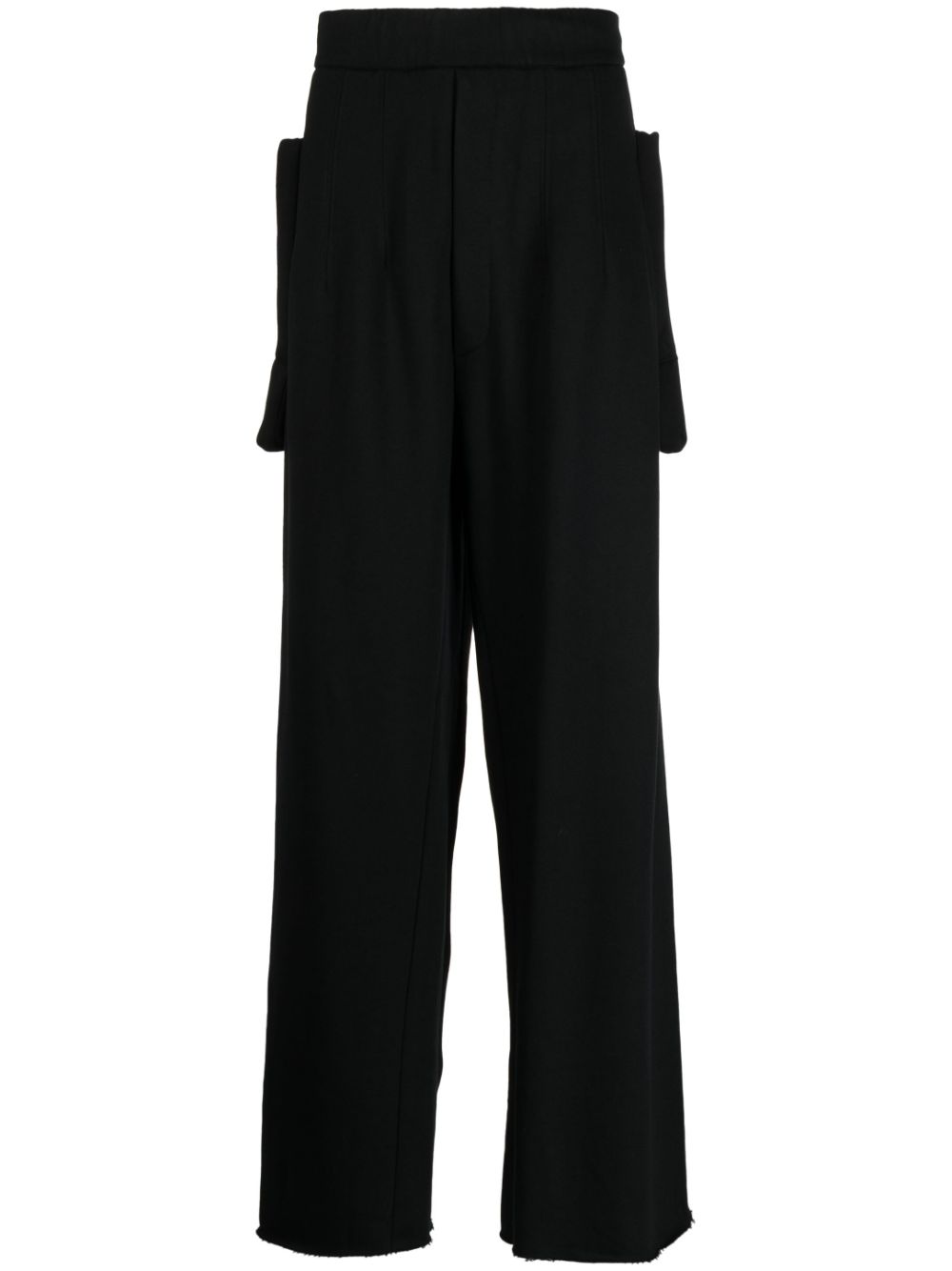 Detailed-pocket wide-leg trousers - Black