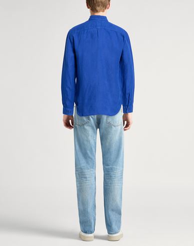 Man Shirt Bright blue Size 3XL Linen