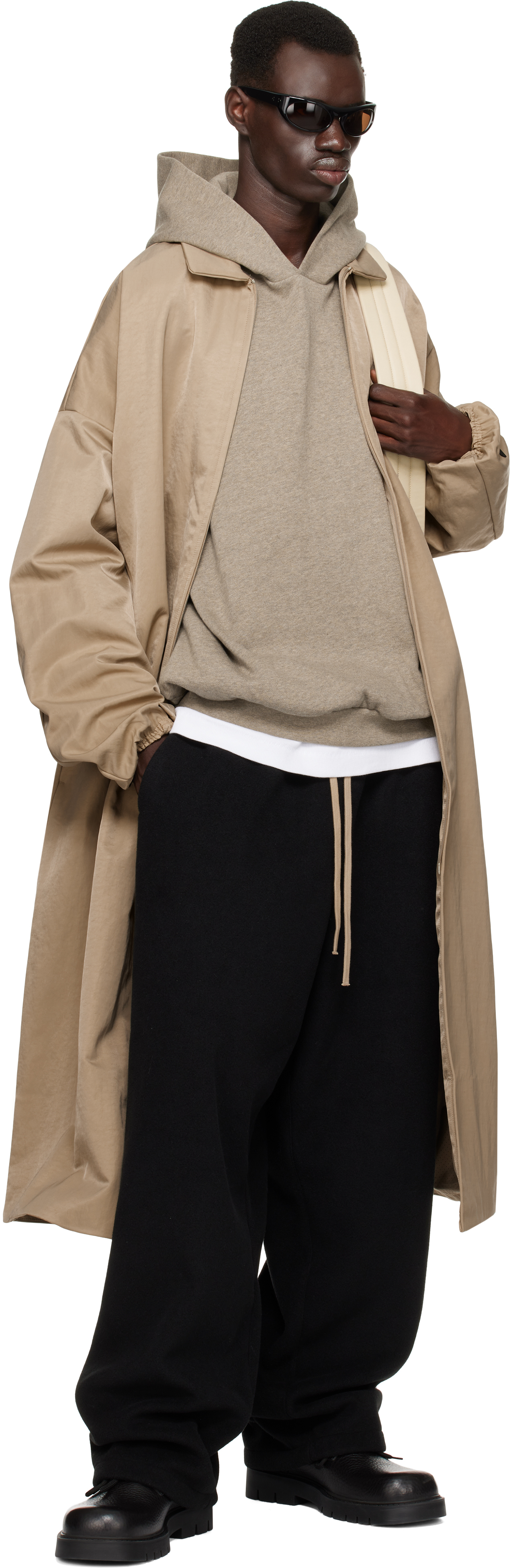 Fear of God ESSENTIALS Beige Textured Nylon Trench Coat