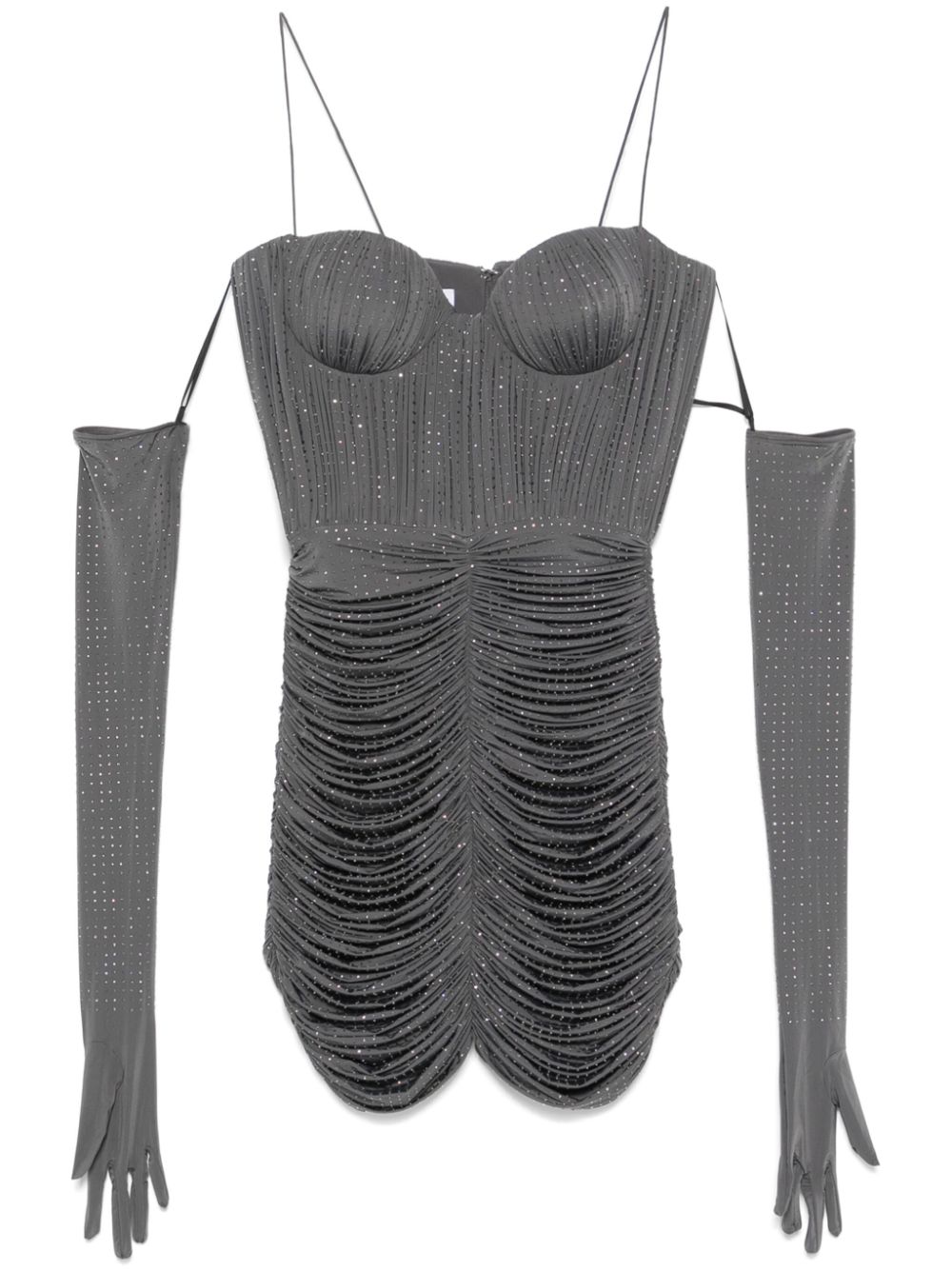 Crystal ruched mini dress - Grey