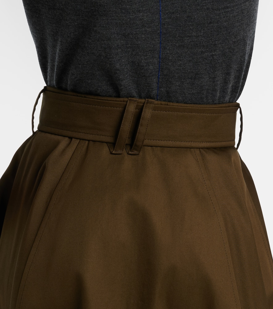 Cotton gabardine midi skirt
