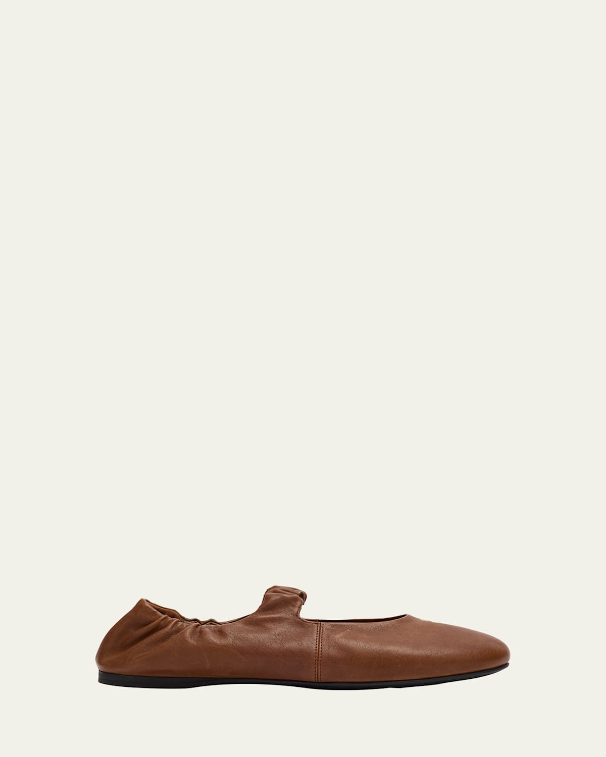 Ruched Leather Ballerina Flats