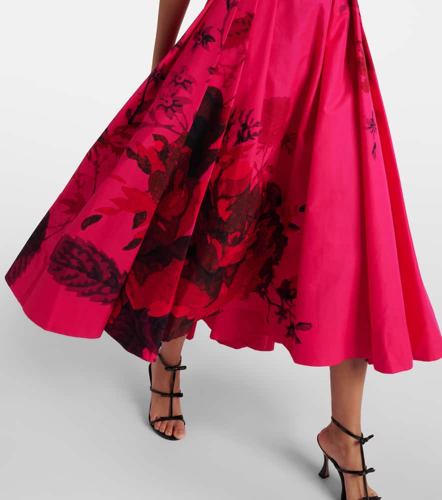 Floral cotton faille maxi dress
