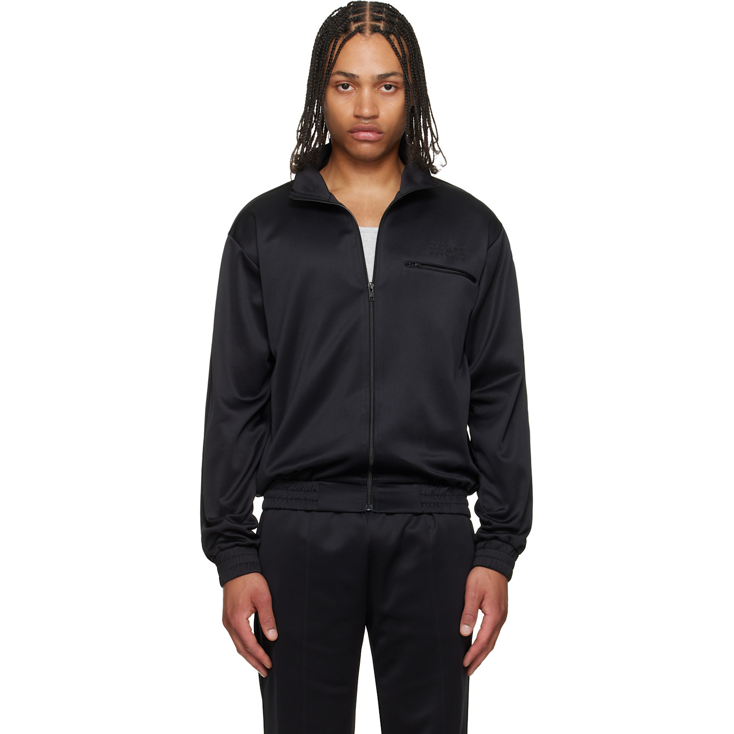 Black Embroidered Logo Track Jacket