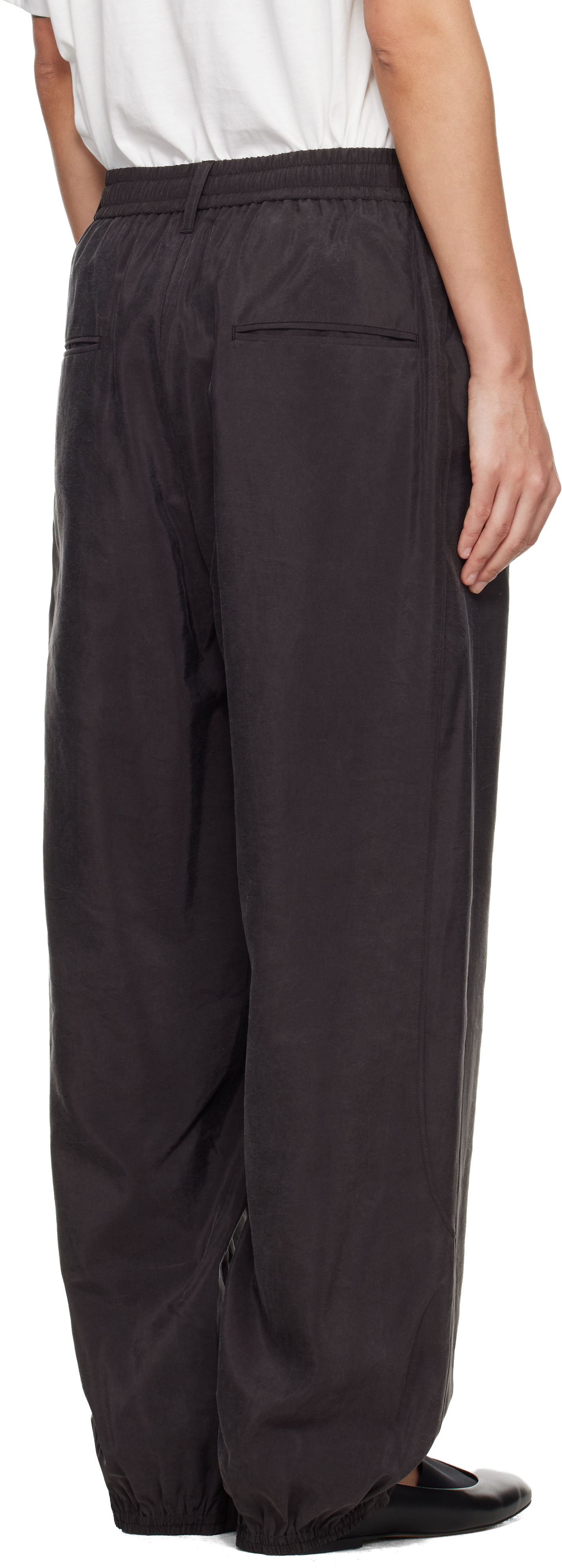 Brown Silk Nylon Track Trousers