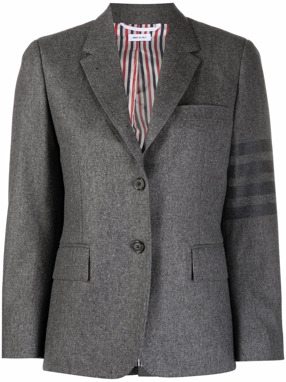 4-Bar stripe cropped button-front blazer - 035 MED GREY