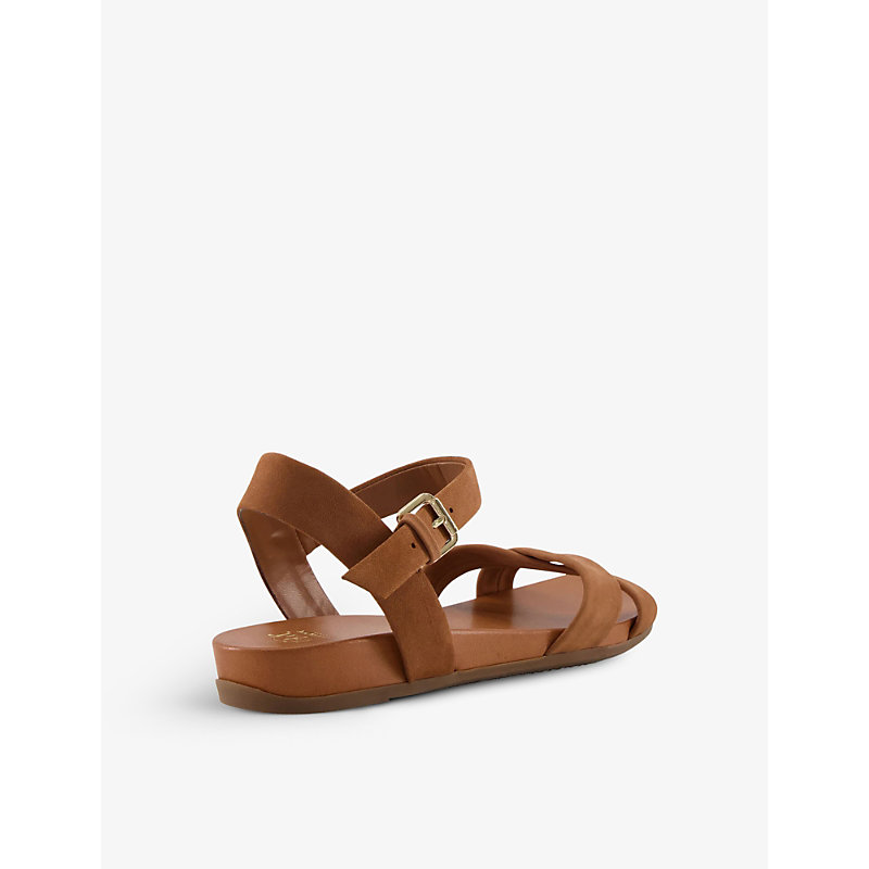 Womens Camel-nubuck Landie Cross-strap Leather Sandals
