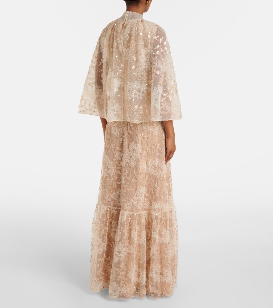 Self-Portrait Embroidered caped gown
