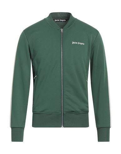 Man Sweatshirt Green Size L Polyester, Elastane