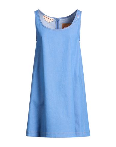 Woman Mini dress Blue Size 10 Cotton, Elastane