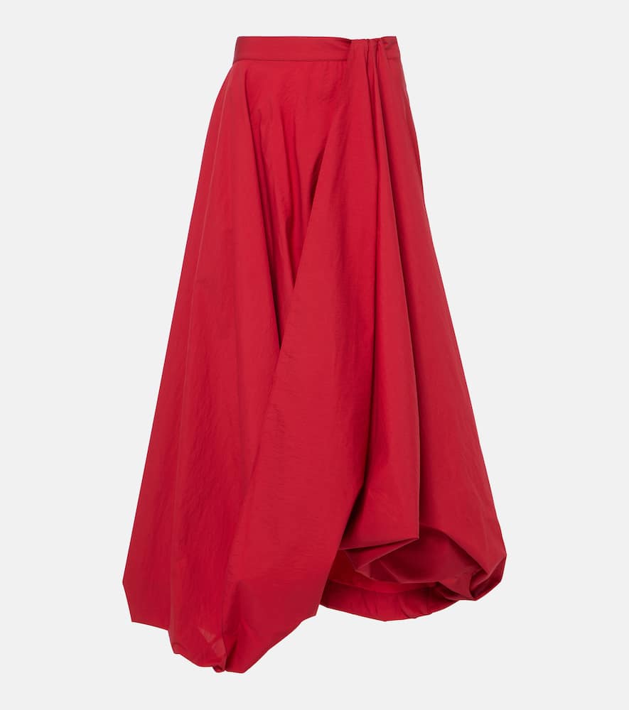 Cotton-blend midi skirt