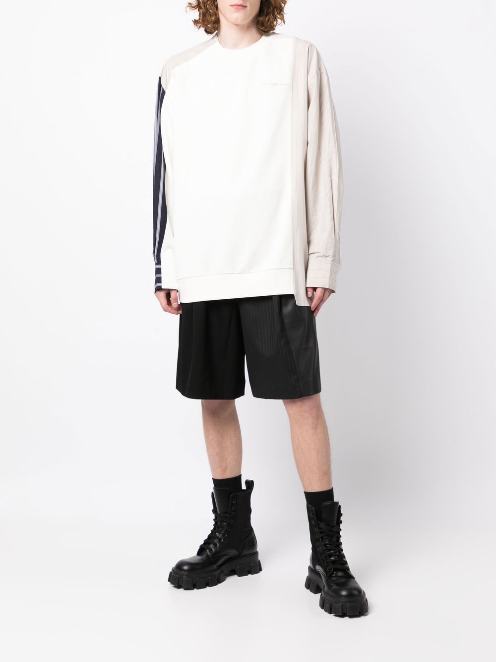 Shirt-panelled sweatshirt - Neutrals