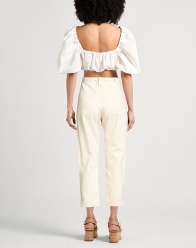 Woman Jeans Ivory Size 4 Cotton, Linen