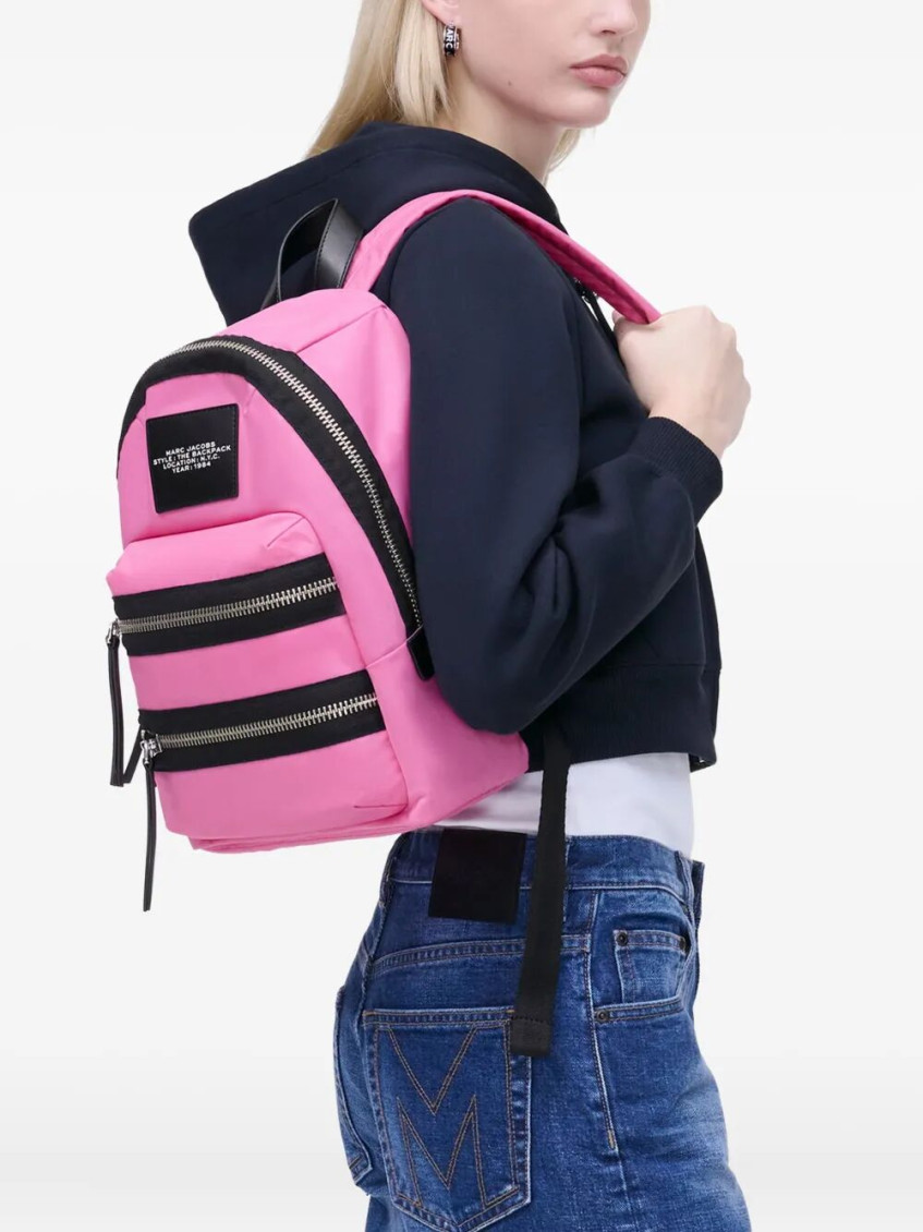 Pink The Biker Nylon Medium Backpack