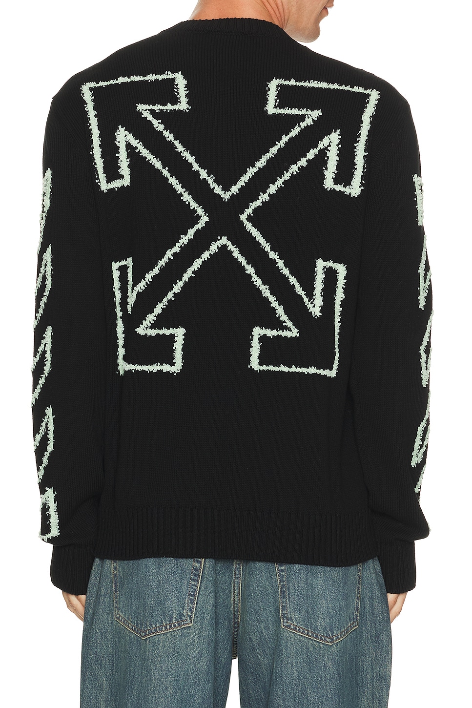 OFF-WHITE Fuzzy Knit Crew Neck Sweater in Black - Black. L also in M, XL/1X