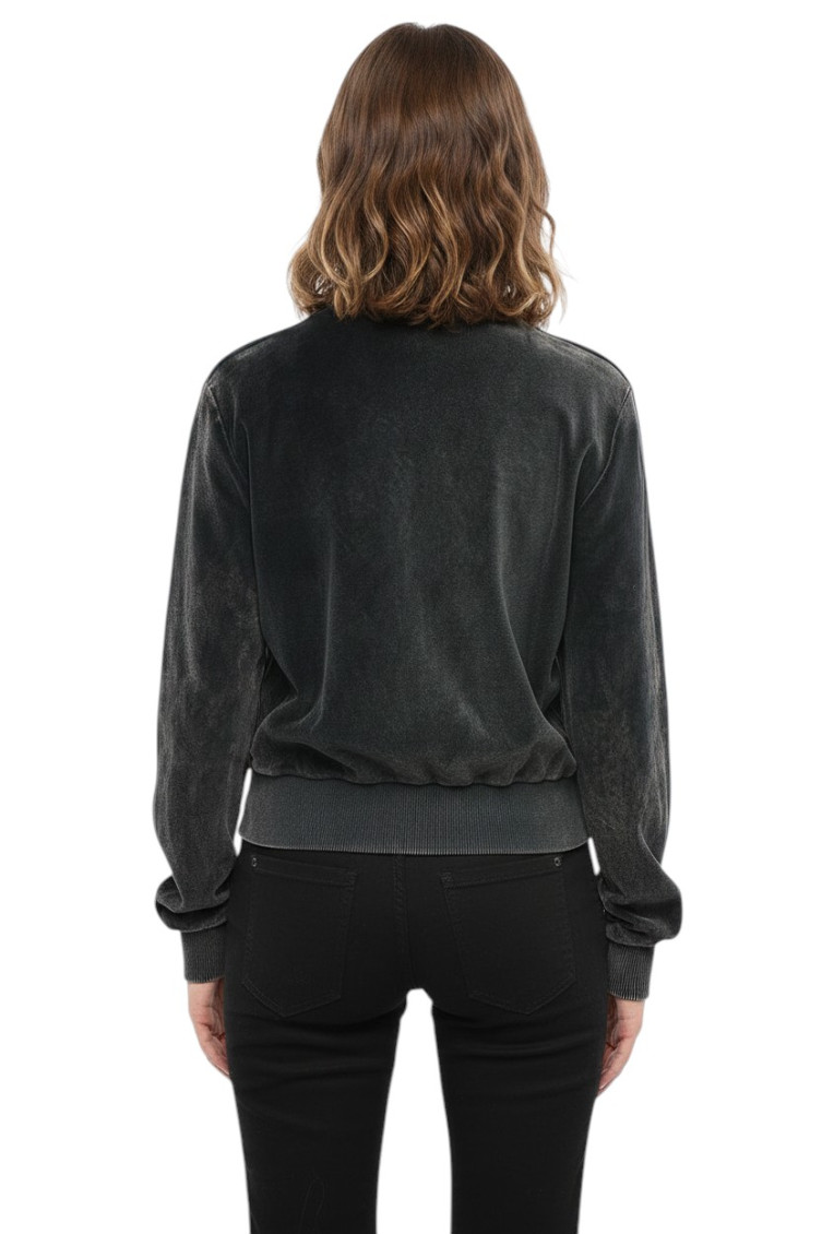 Track jacket in treated chenille