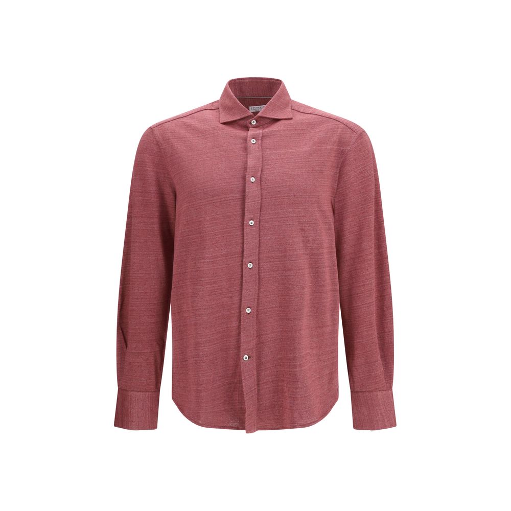 Linen-Cotton Knit Shirt — Rose gold