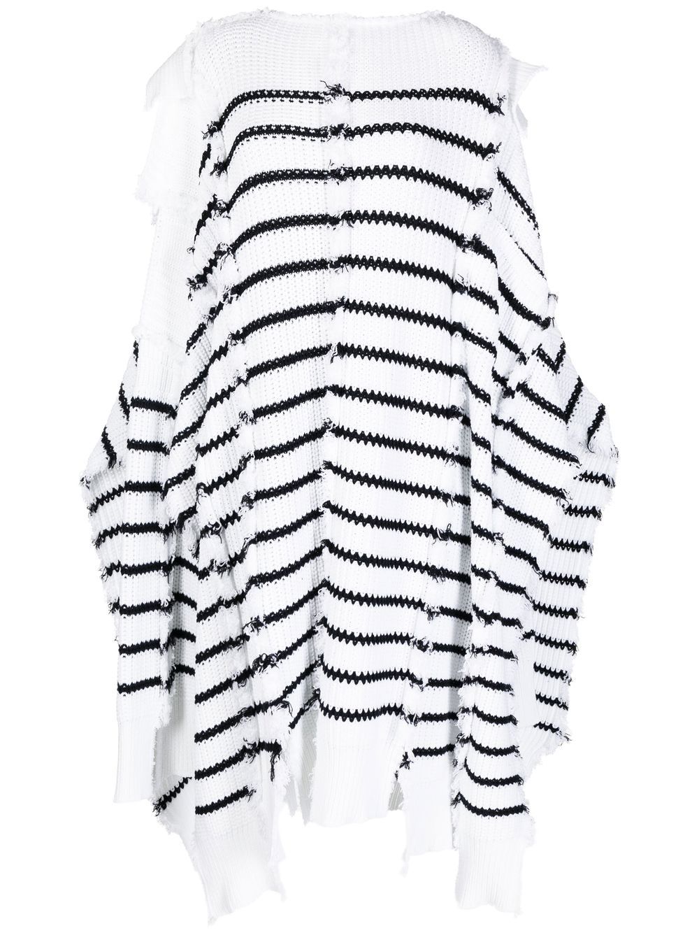 Striped knitted cape - White