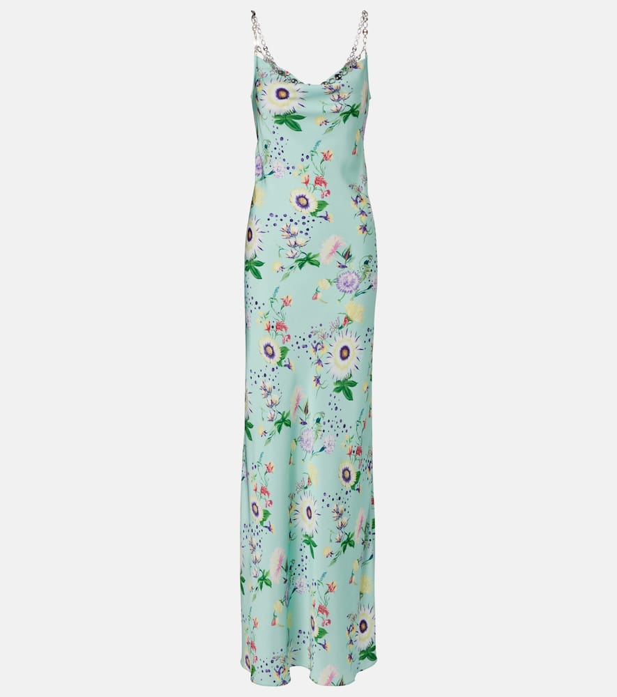 Chain-detail floral maxi dress