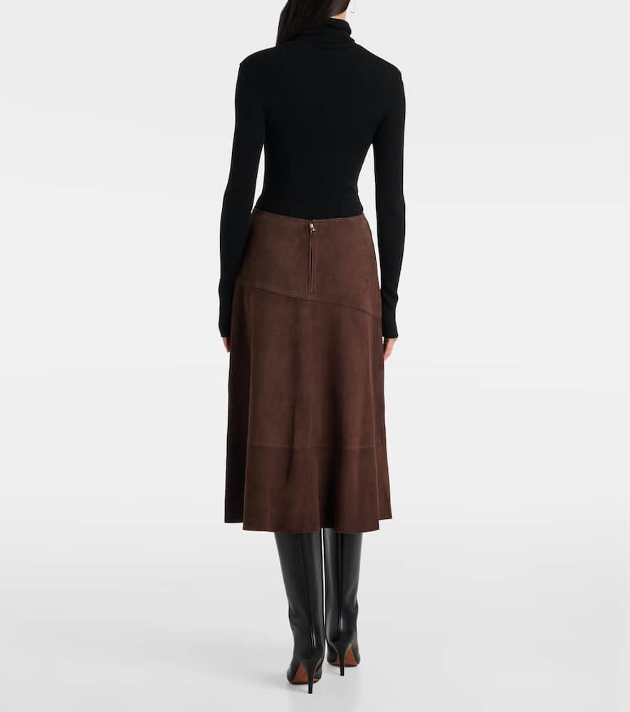 Suede midi skirt