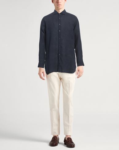 120% Lino Man Shirt Midnight blue Size 3XL Linen