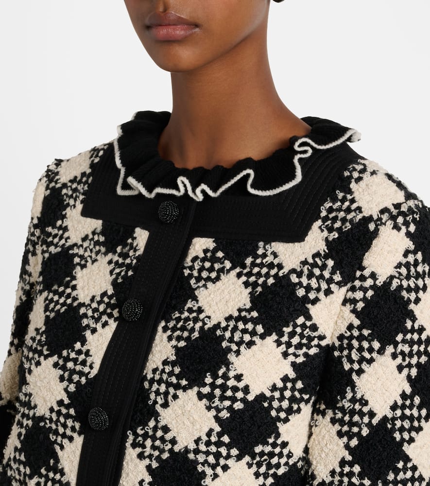 Checked ruffled tweed jacket