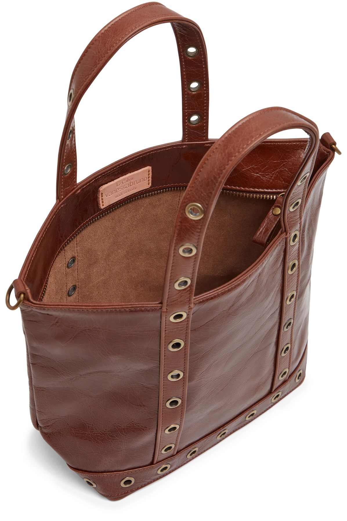 Small crinkled leather and eyelets Cabas tote