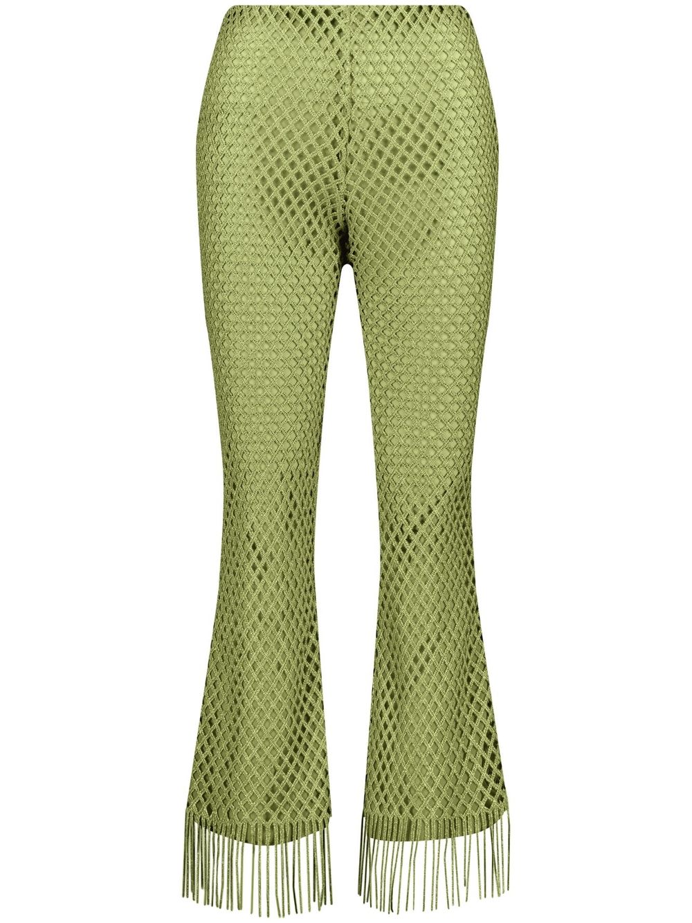 Fringed macramé flared trousers - Green