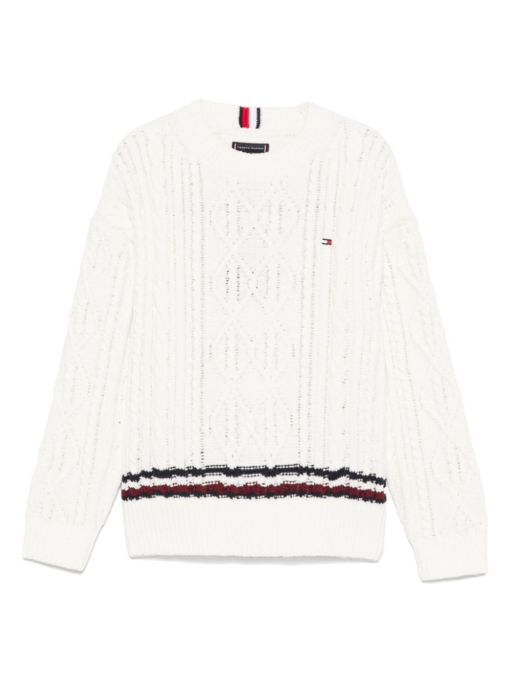 Cable-knit chenille sweater - Neutrals