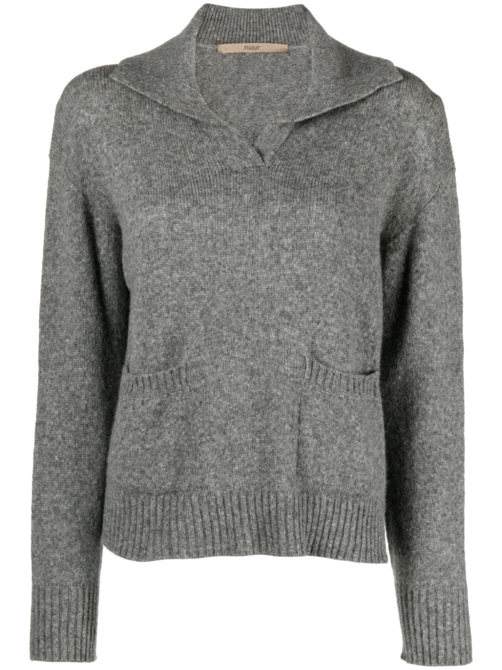 V-neck fine-knit jumper - Grey