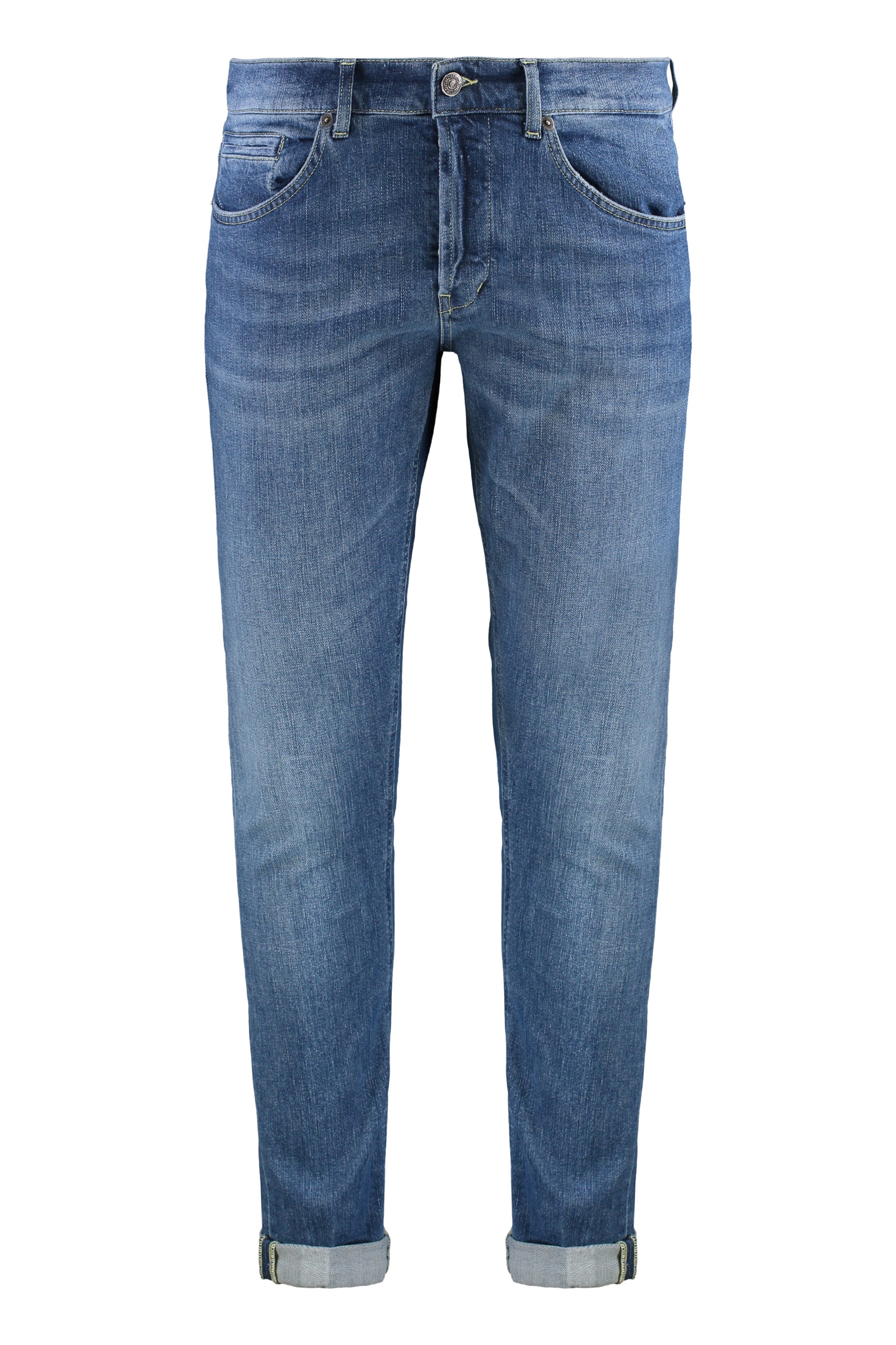 George Skinny Jeans with Metal Buttons & Roll-Up Cuff Detail