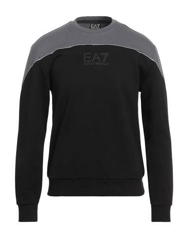 Ea7 Man Sweatshirt Black Size 3XL Cotton, Polyester, Elastane