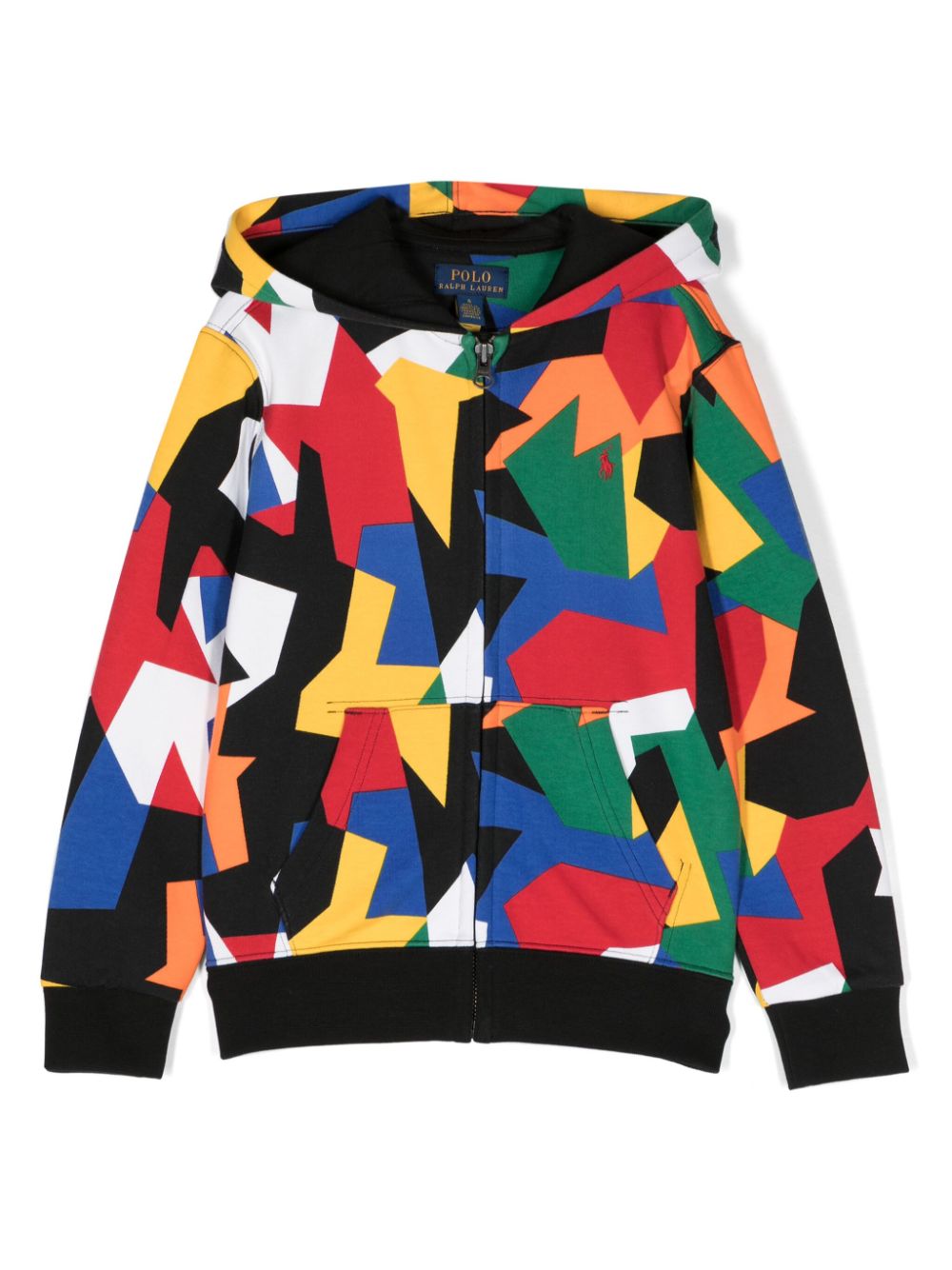 Geometric-print zip-up hoodie - Blue