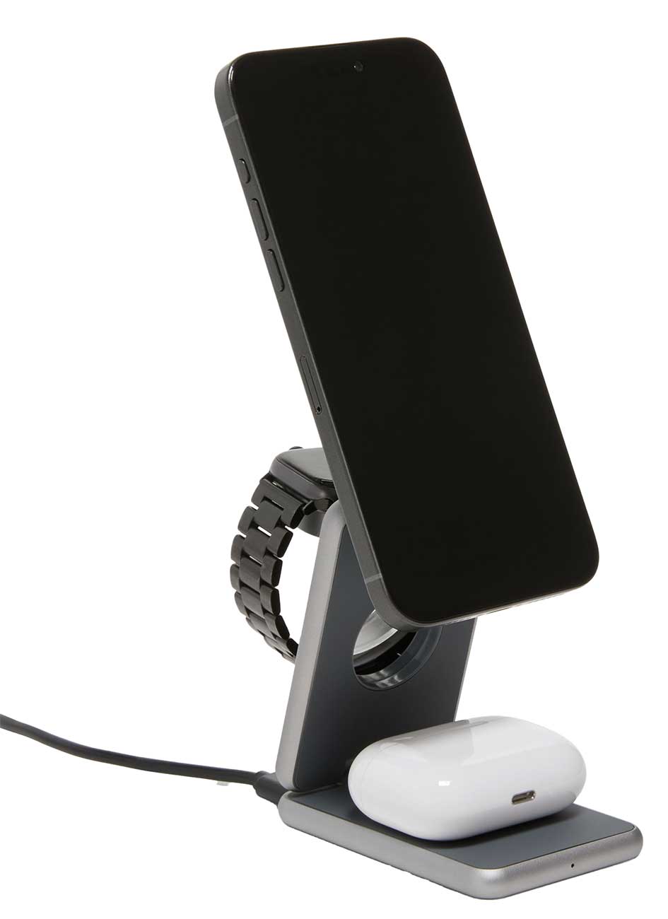 Electronics 3-in-1 Foldable Magnetic Wireless Charger in Grey