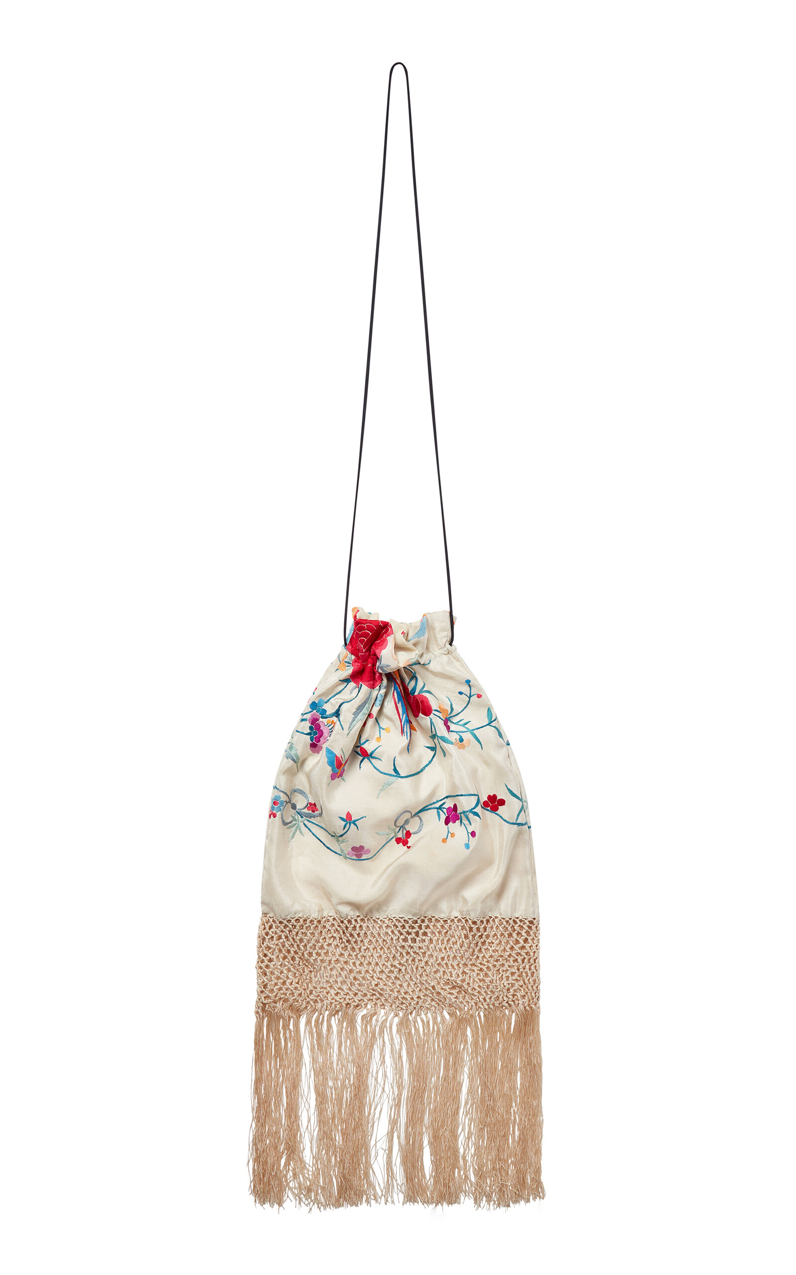 Large Tassel-Trimmed Piano Shawl Silk Bag