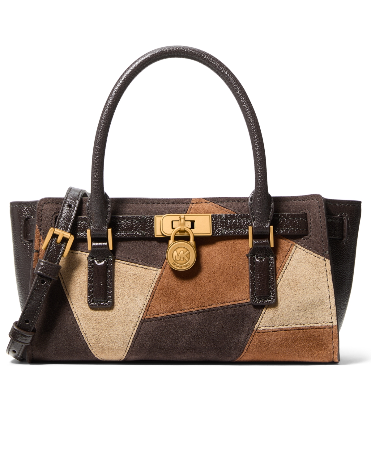 Michael Hamilton Moderne East West Small Satchel Handbag - Chocolate/Burnt Khaki/Caramel