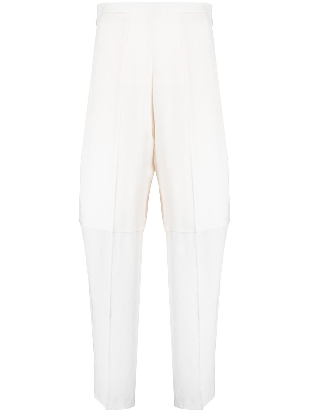 High-waisted pressed-crease straight-leg trousers - White