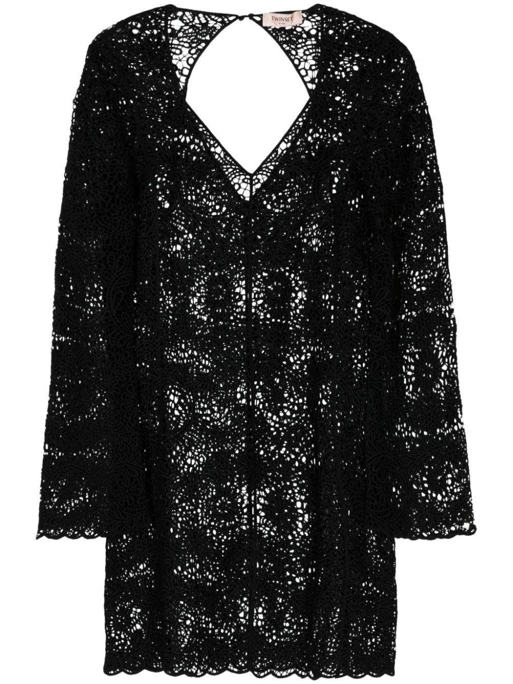 Open-knit shift minidress - Black