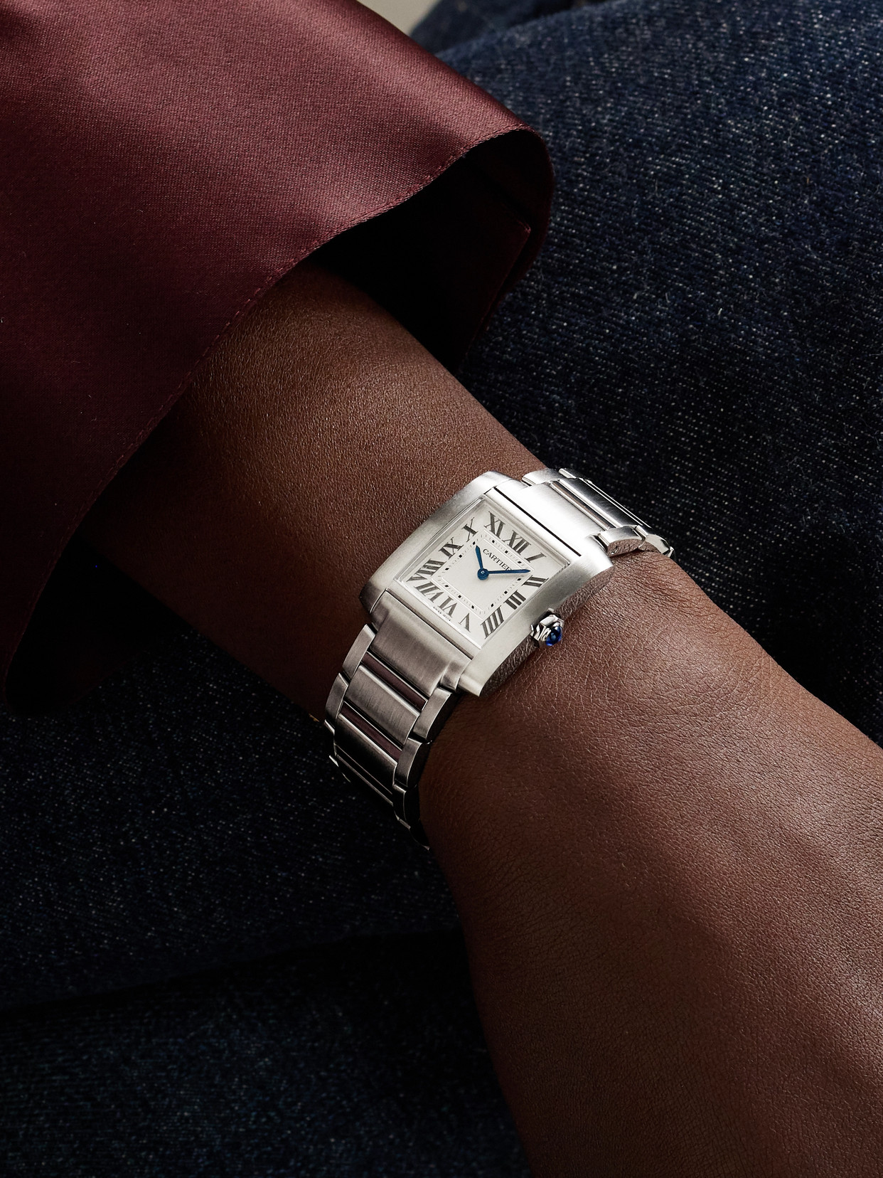 Tank Française 32mm Medium Stainless Steel Watch - Gray