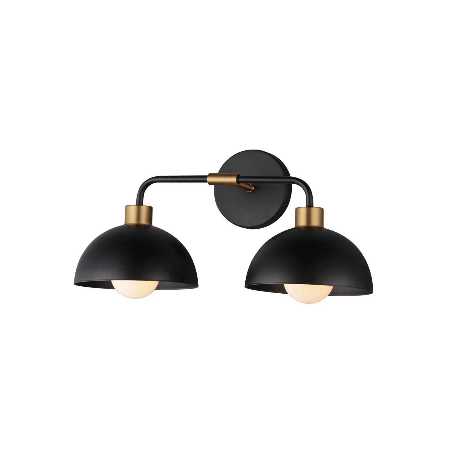 Thelonious 2-Light Wall Sconce in Black with Natural Aged Bra