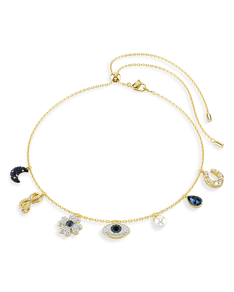 Symbolica Crystal & Imitation Pearl Adjustable Choker Necklace in Gold Tone, 16.5-20.5