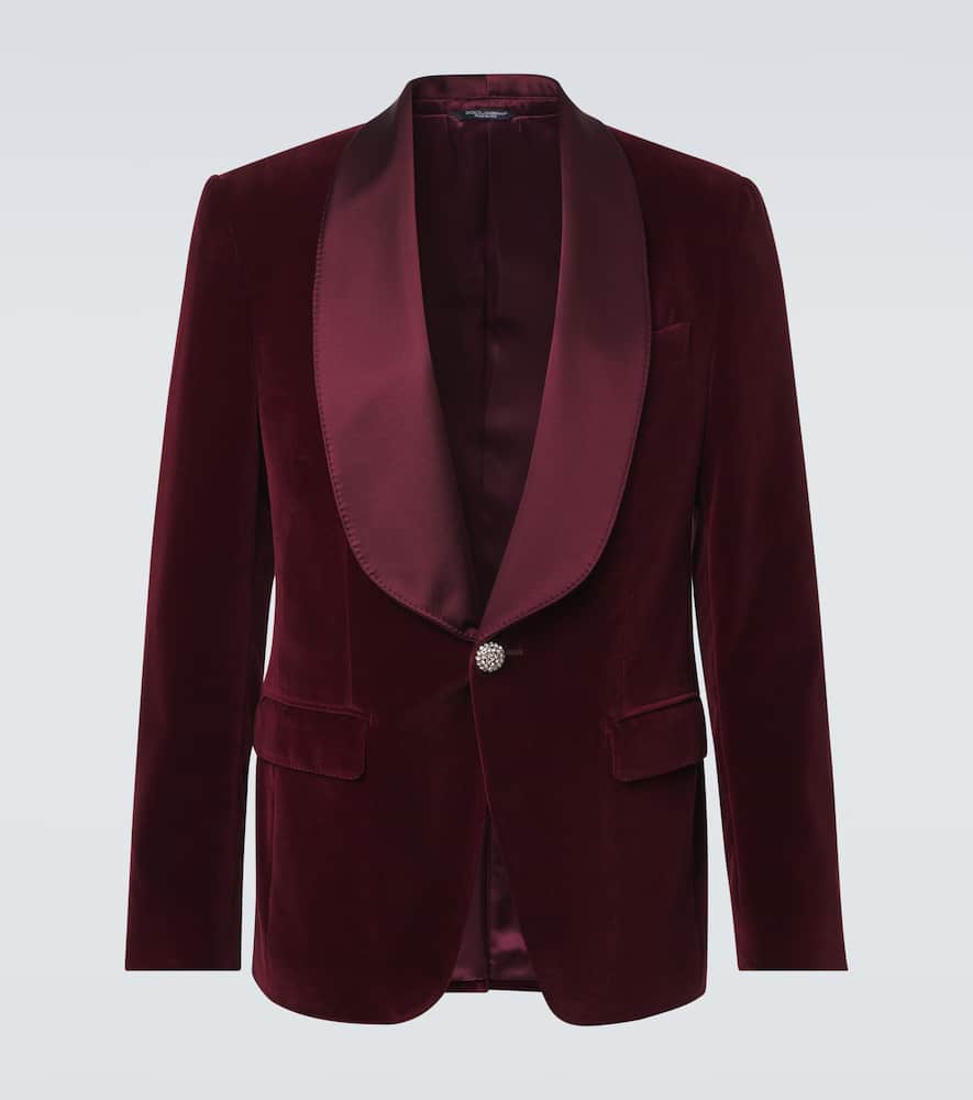 Cotton-blend velvet tuxedo jacket