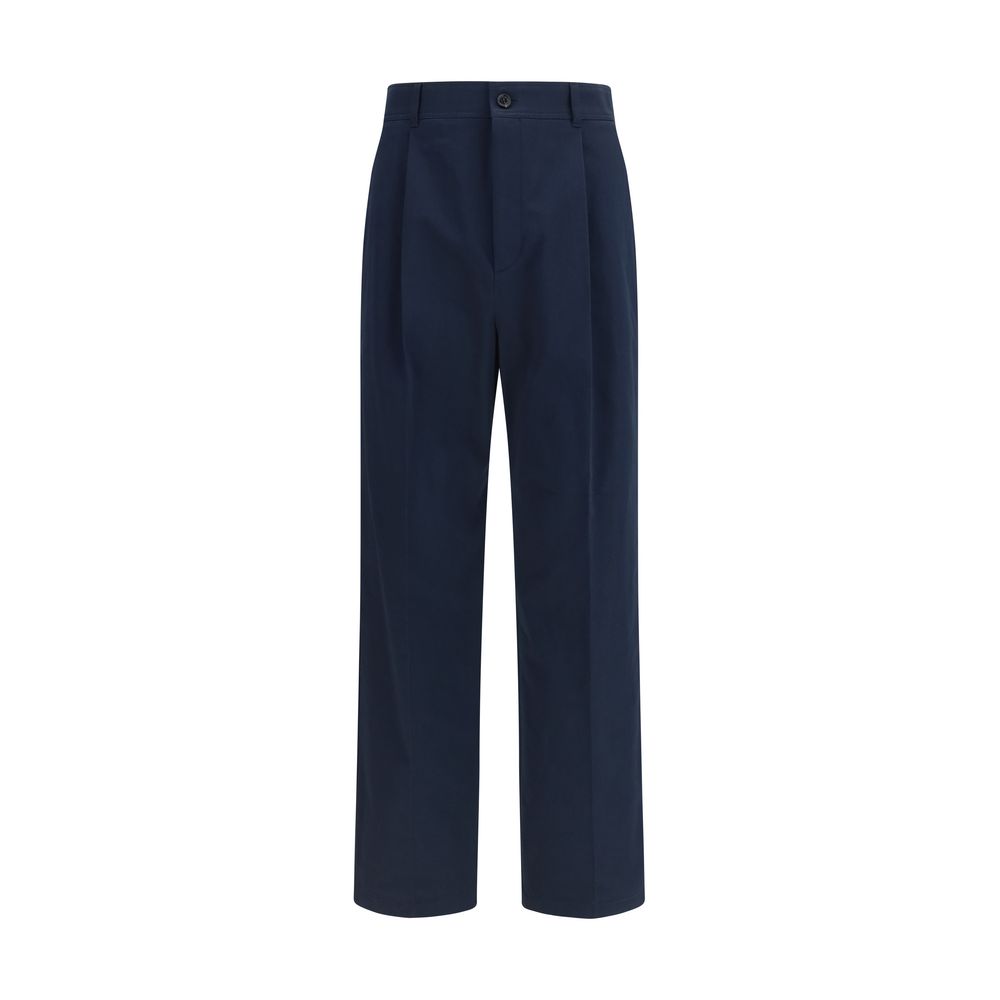 Straight Cotton Trousers — Navy