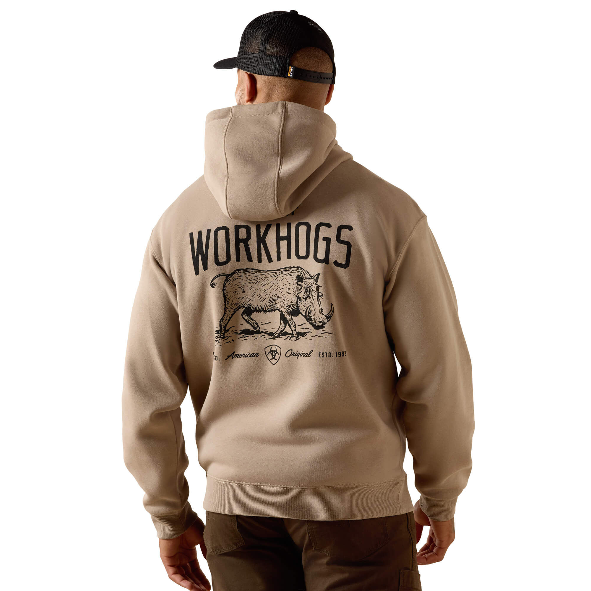 Men's Rebar Lightweight Workhog Hoodie Long Sleeve in Greige, Size Large, by
