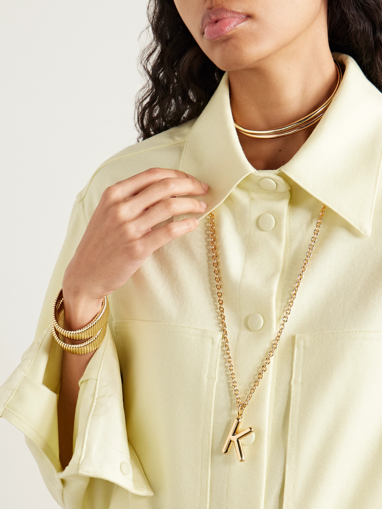 Puffy Initial Gold-tone Necklace - M