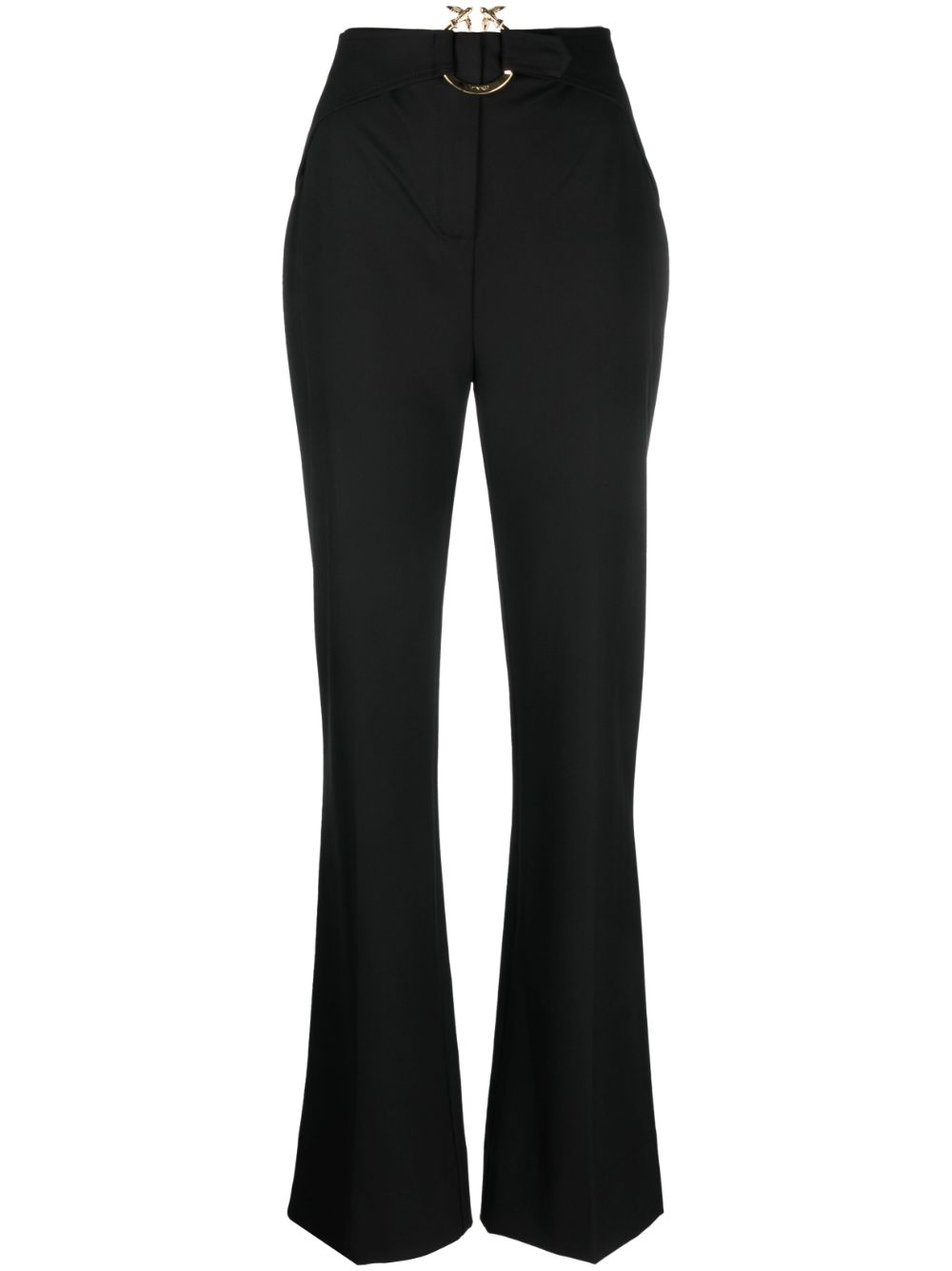 Buckle-embellishment flared trousers - Black
