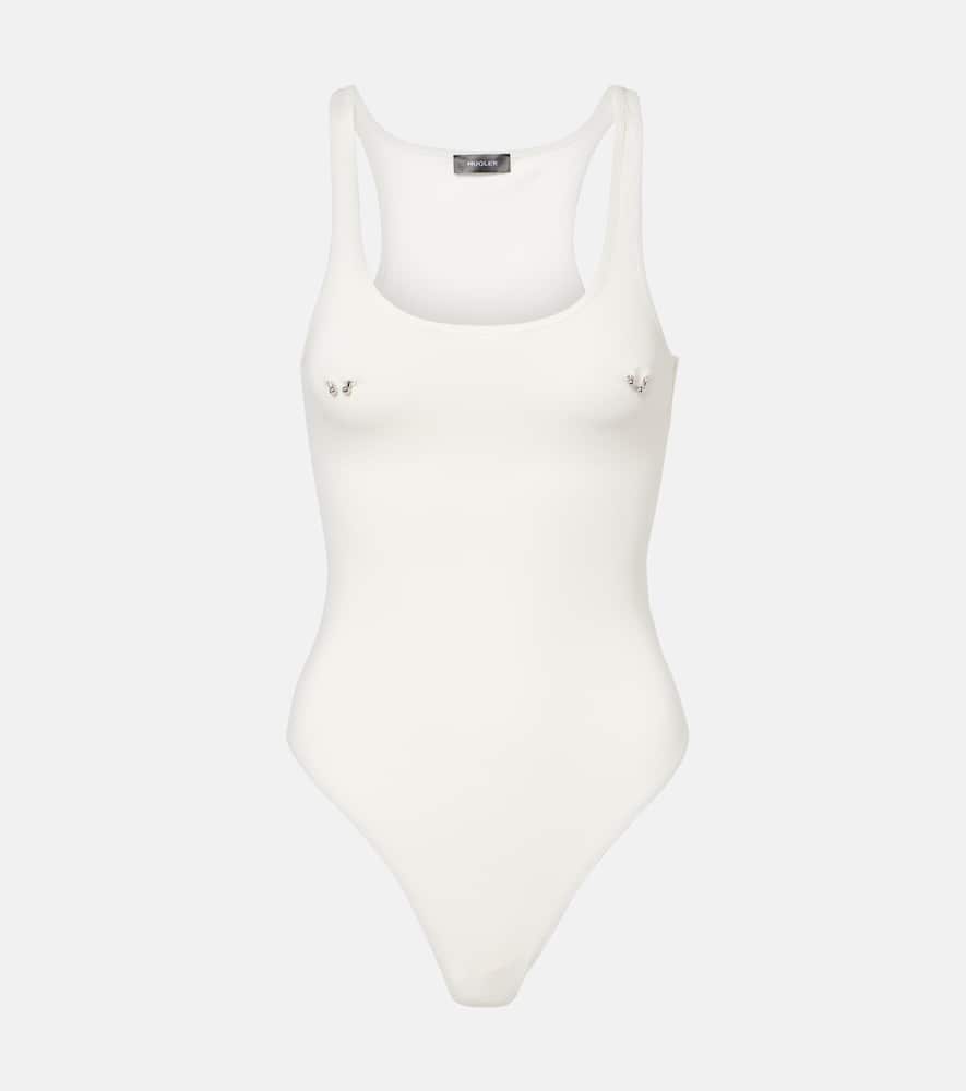 Embellished cotton bodysuit