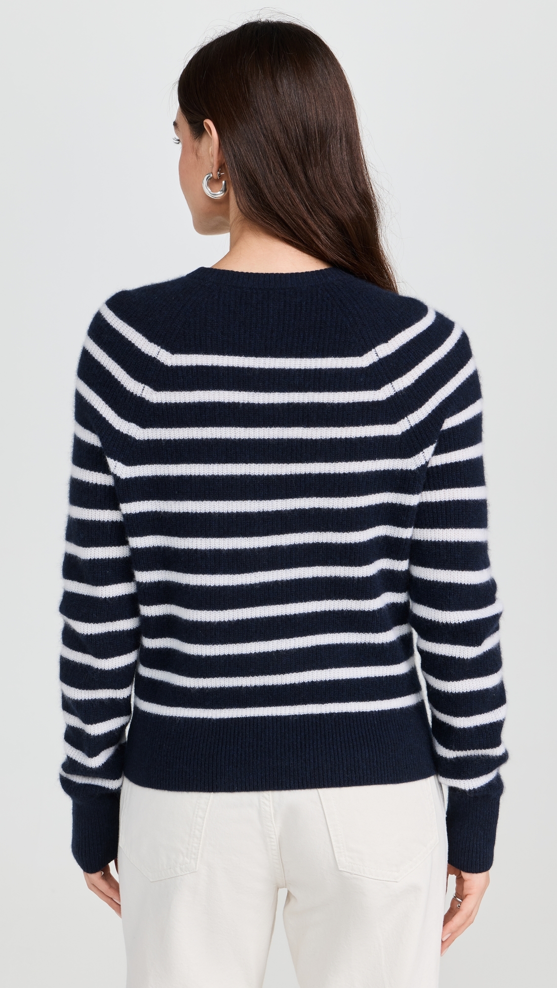 Cashmere Ribbed Button Henley Deep Navy/Soft White