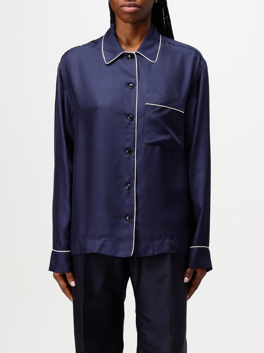 Piped-trim shirt - Blue
